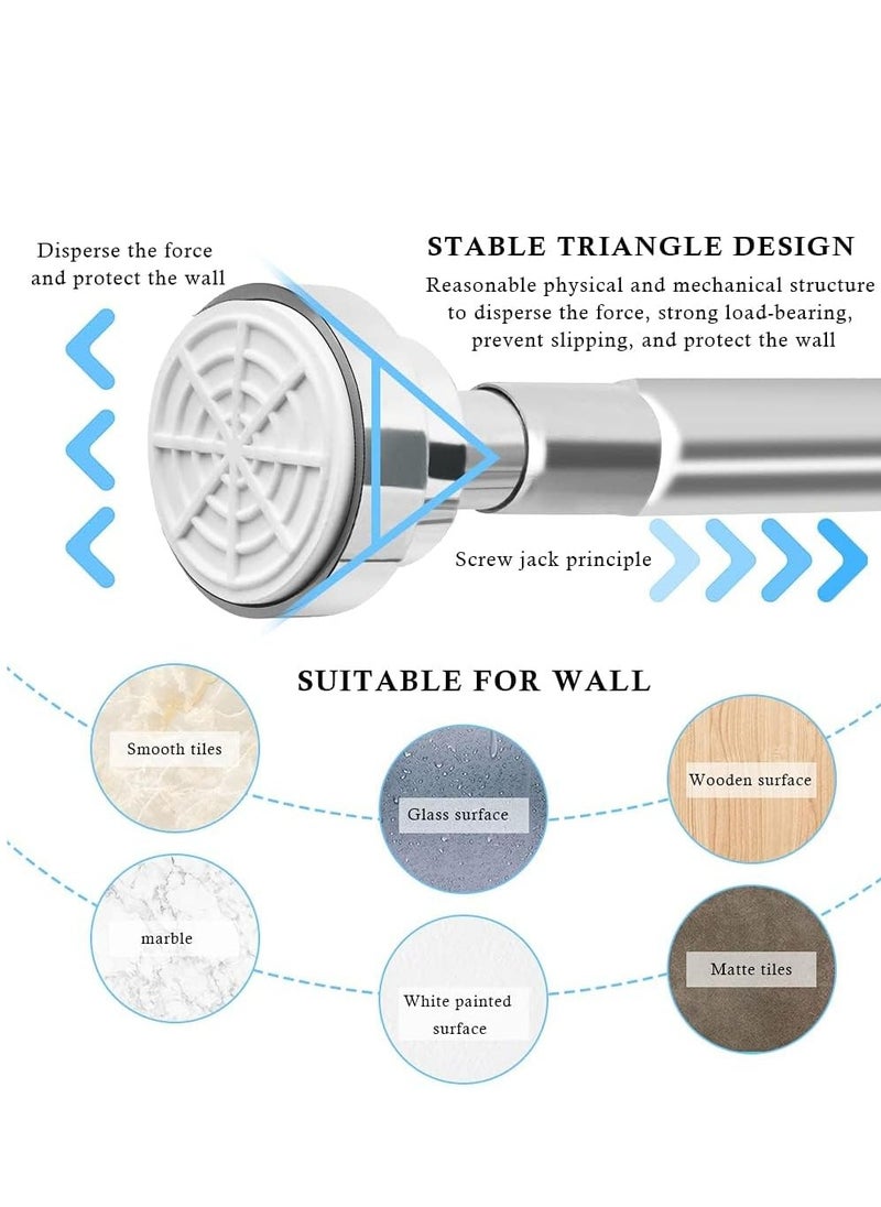 Extendable Clothes Rail, 50-85cm Stainless Steel Extendable Clothes Rail, No Drilling Shower Curtain Rail for Bathroom, Kitchen, Closet, Hanging Pole No Tool Require