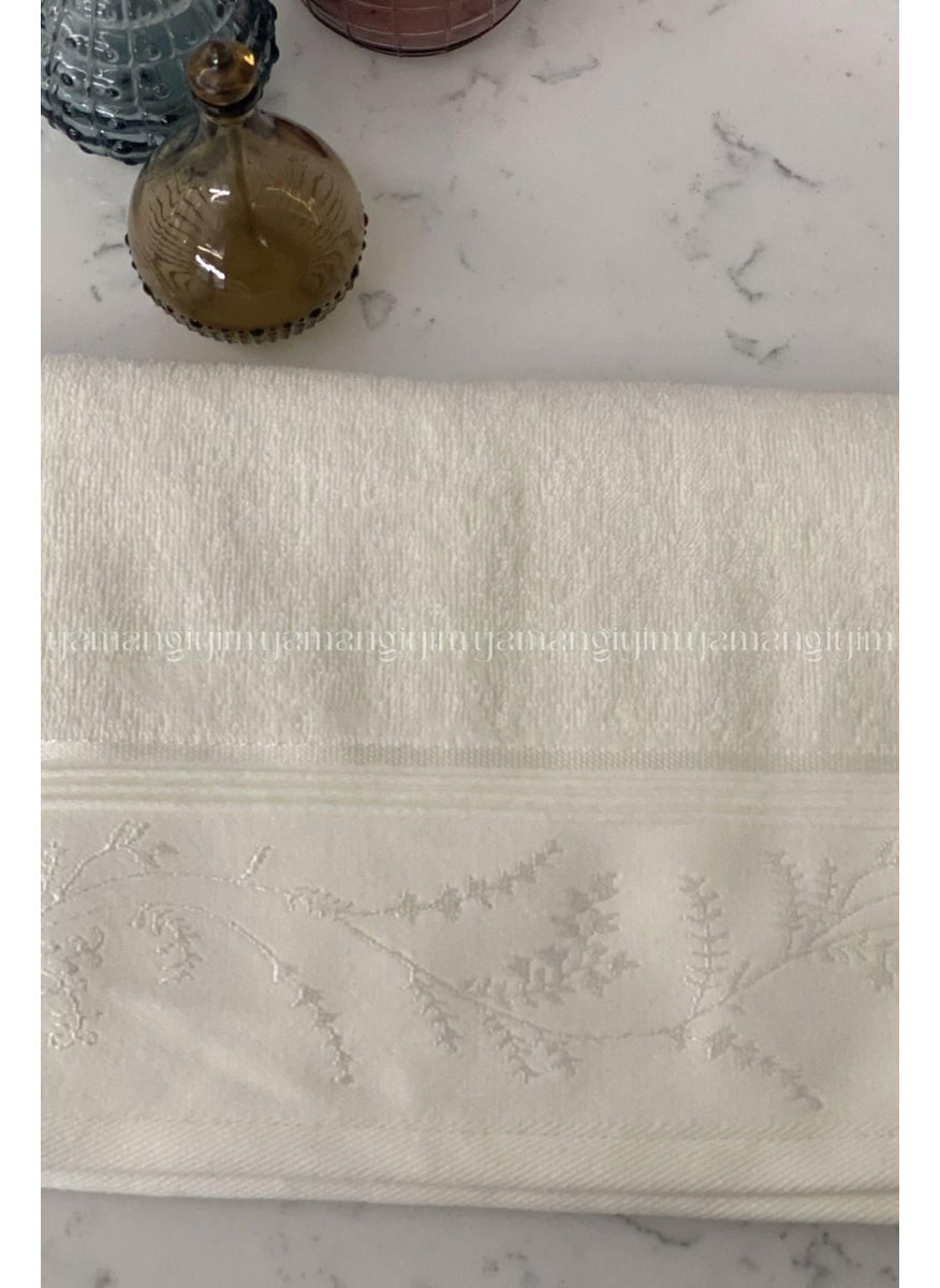 Ditsy Hand-Face Towel 2 Pieces-Cream
