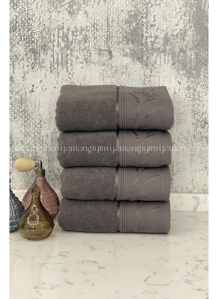 Ditsy Hand-Face Towel 4 Pieces-Anthracite