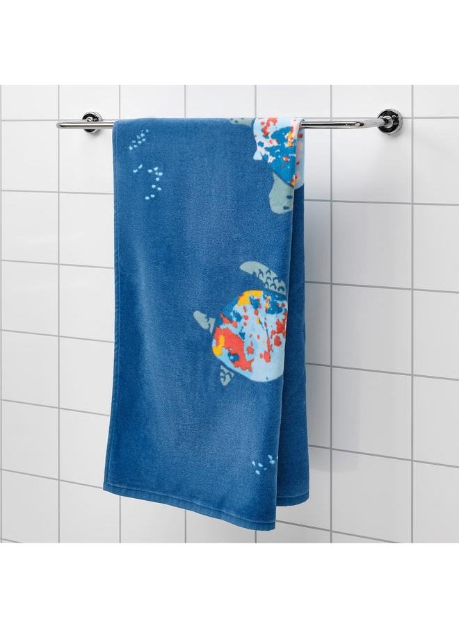 Bath towel, turtle pattern/dark blue, 70x140 cm