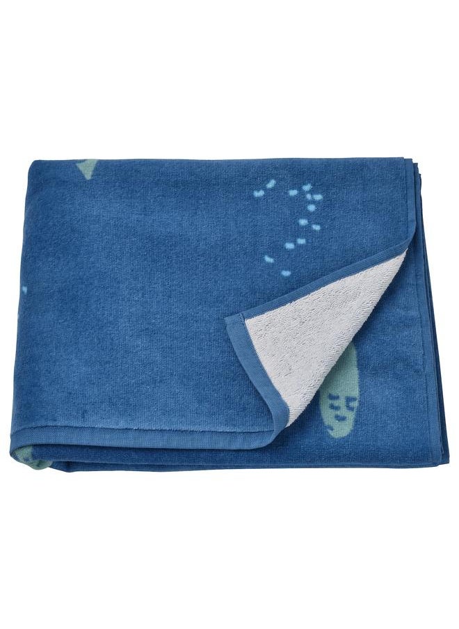 Bath towel, turtle pattern/dark blue, 70x140 cm