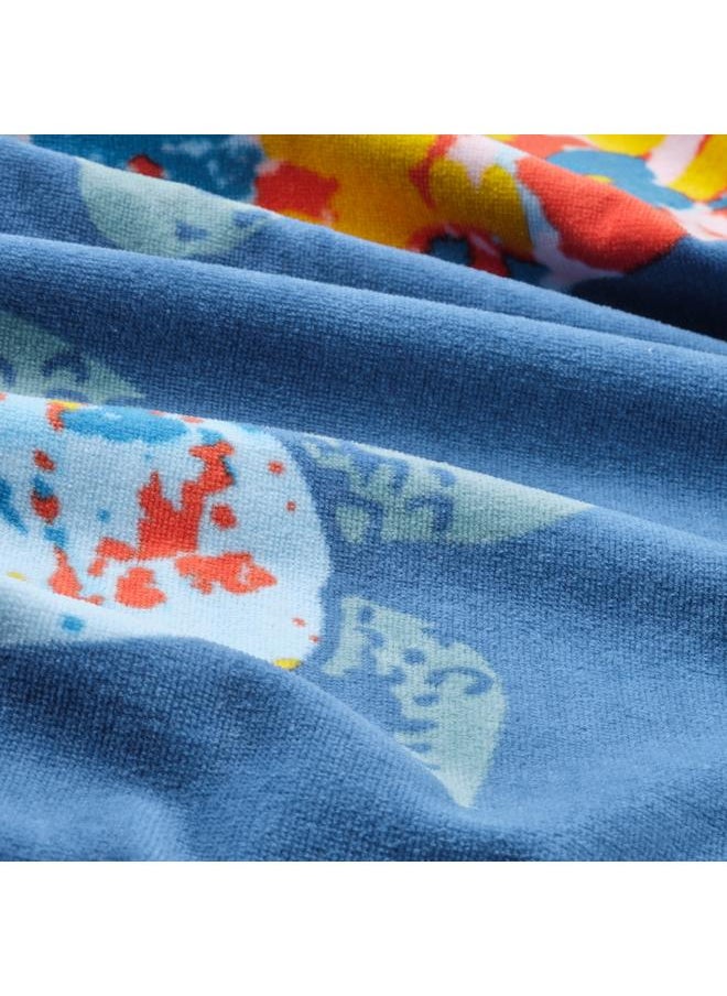 Bath towel, turtle pattern/dark blue, 70x140 cm