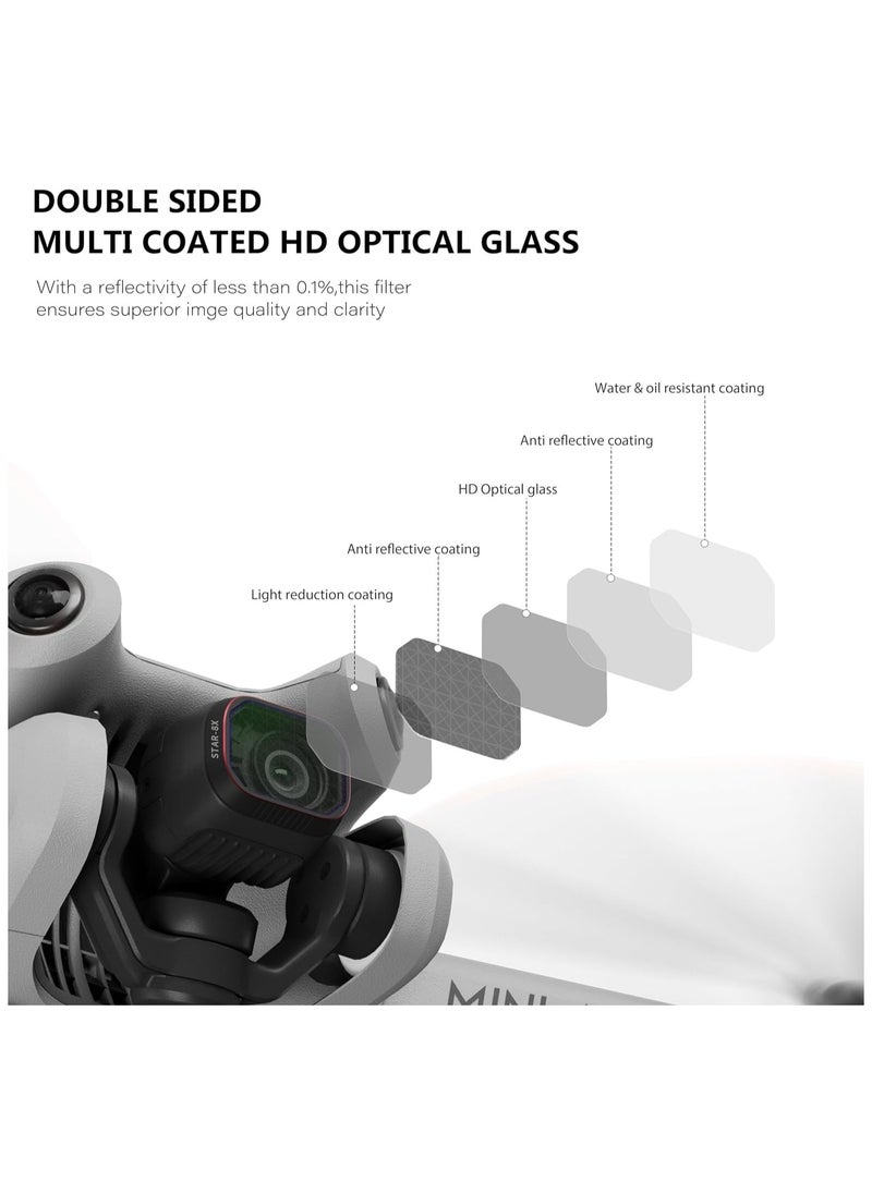 Star Filter for Mini 4 Pro, Multi Coated Star Filter Fit for DJI Mini 4 Pro Accessories, Mini 4 Pro Filters Set Accessories, Protection Drone Camera Lens(Aluminum Version)