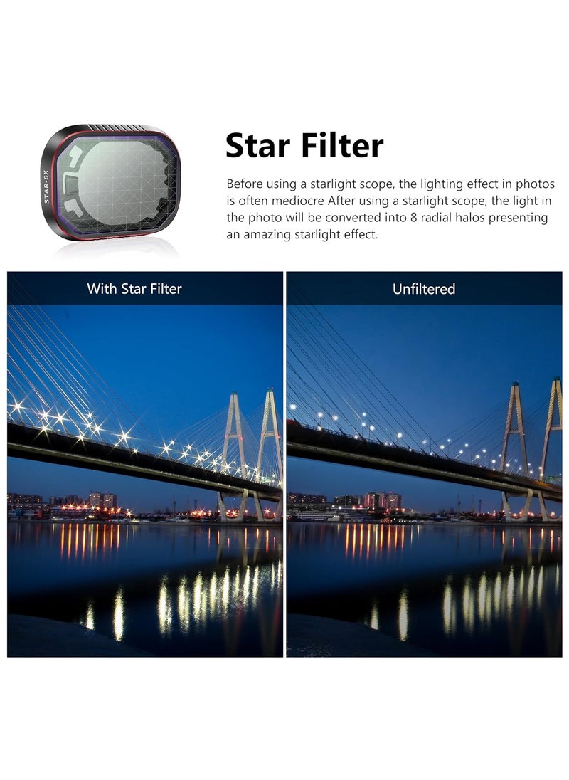 Star Filter for Mini 4 Pro, Multi Coated Star Filter Fit for DJI Mini 4 Pro Accessories, Mini 4 Pro Filters Set Accessories, Protection Drone Camera Lens(Aluminum Version)
