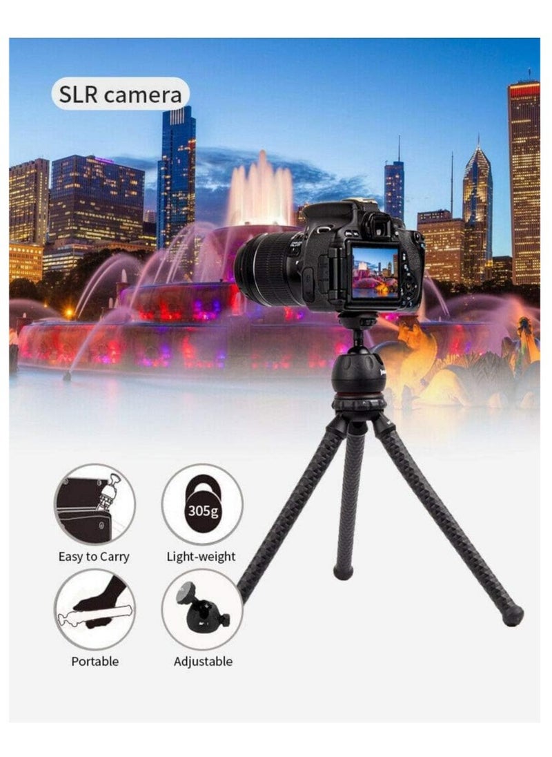JMARY MT-25 - Table Top Mini Portable Flexible Tripod Stand for Mobile Phones and DSLR & Digital Cameras - Coming with Universal Mobile Phone Holder (MT-25-BLK)