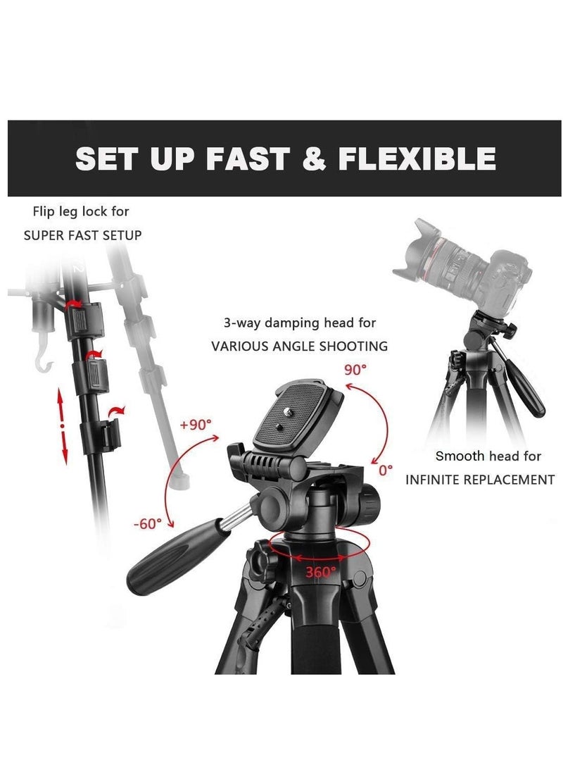 Jmary KP-2264 Professional Aluminium Tripod Monopod for All DSLR Cameras (Black)