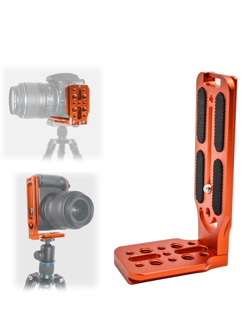 DSLR Camera L Bracket Quick Release Plate Vertical Horizontal Switching Tripod Quick Release Board Compatible with Canon / Nikon / Sony / DJI / Osmo / Ronin / Zhiyun Stabilizer Tripod Monopod (Orange)