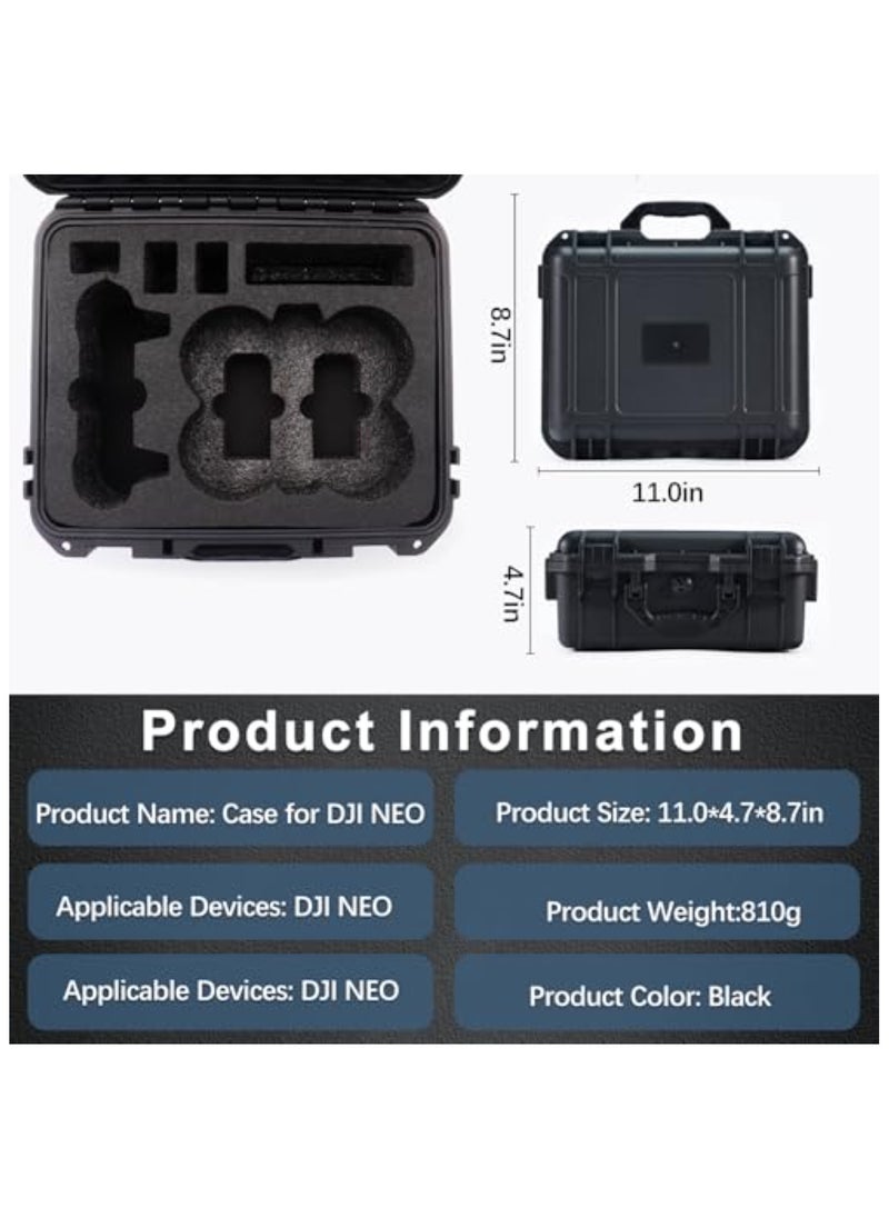 Portable Waterproof Hard Case for DJI Neo Drone DJI Neo Fly More Combo DJI RC-N3 RC-N2 Remote Controllers and Accessories (Case Only)