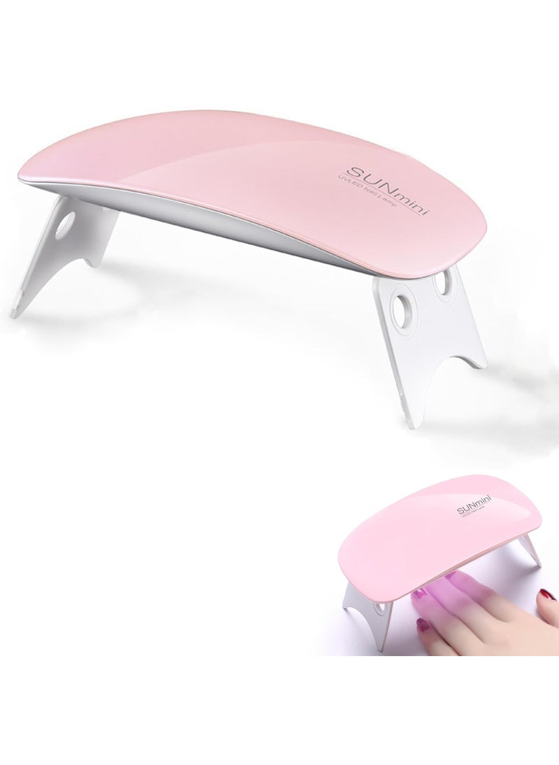UV LED Nail Lamp, Handheld UV Light for Gel Nails 6W LED UV Portable Nail Dryer Curing Lamp and Curing Nail with 45s/60s Timer Setting (Pink)