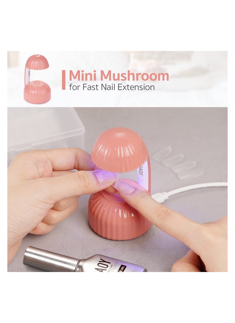 Portable UV Nail Lamp, Mini UV Light for Gel Nails Mushroom LED Nail Lamp USB Nail Dryer Fast Curing Nail Light LED Nail Dryer UV Light USB Powered Nail Dryer for Gel Nails Fast Curing, Pink