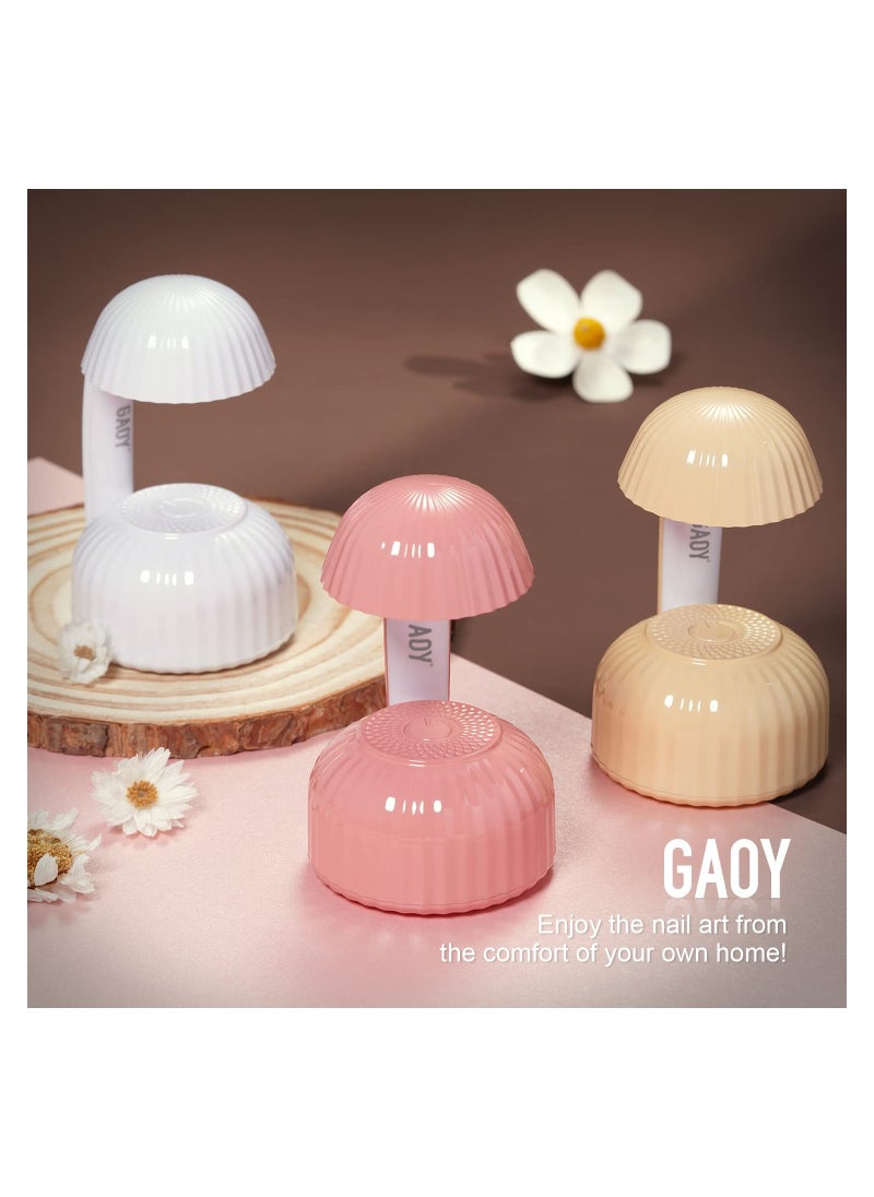 Portable UV Nail Lamp, Mini UV Light for Gel Nails Mushroom LED Nail Lamp USB Nail Dryer Fast Curing Nail Light LED Nail Dryer UV Light USB Powered Nail Dryer for Gel Nails Fast Curing, Pink