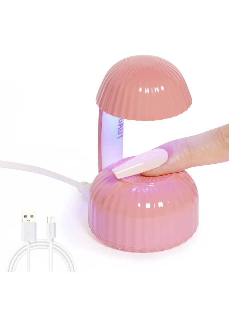 Portable UV Nail Lamp, Mini UV Light for Gel Nails Mushroom LED Nail Lamp USB Nail Dryer Fast Curing Nail Light LED Nail Dryer UV Light USB Powered Nail Dryer for Gel Nails Fast Curing, Pink