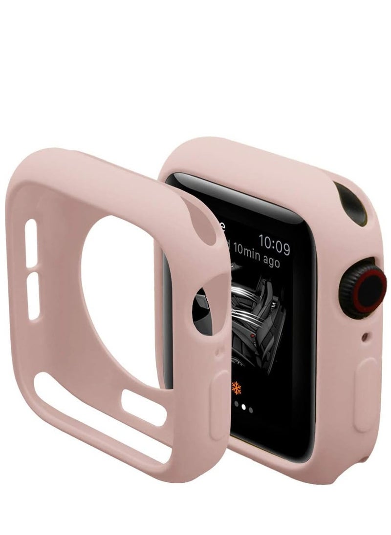 Case for Apple Watch 2 Pack, Cover for iwatch Ultra Thin Soft TPU Shockproof Built in Bumper Protector for iWatch Case Series SE 6/ 5/ 4 Sand Pink 40mm
