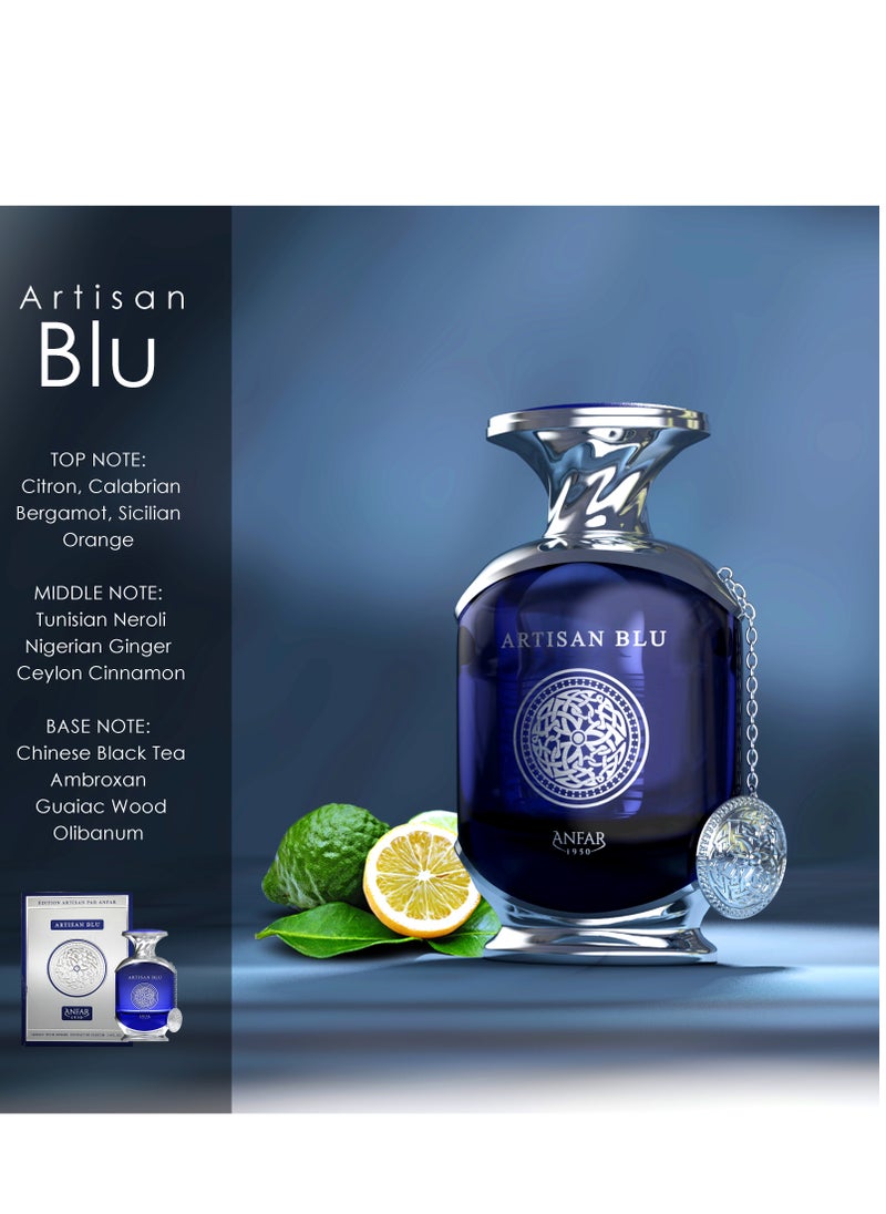 ANFAR 1950 ARTISAN BLU pour HOMME, EXTRAIT de Parfum for MEN, 100ml, Citrus, Spicy, Woody Notes