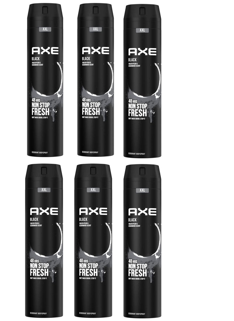 Non Stop Fresh Black Body Spray Deodorant 6x250ml