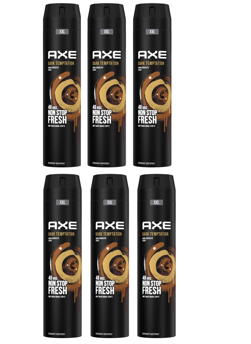 Dark Temptation Body Spray Deodorant 250ml (Pack of 6)