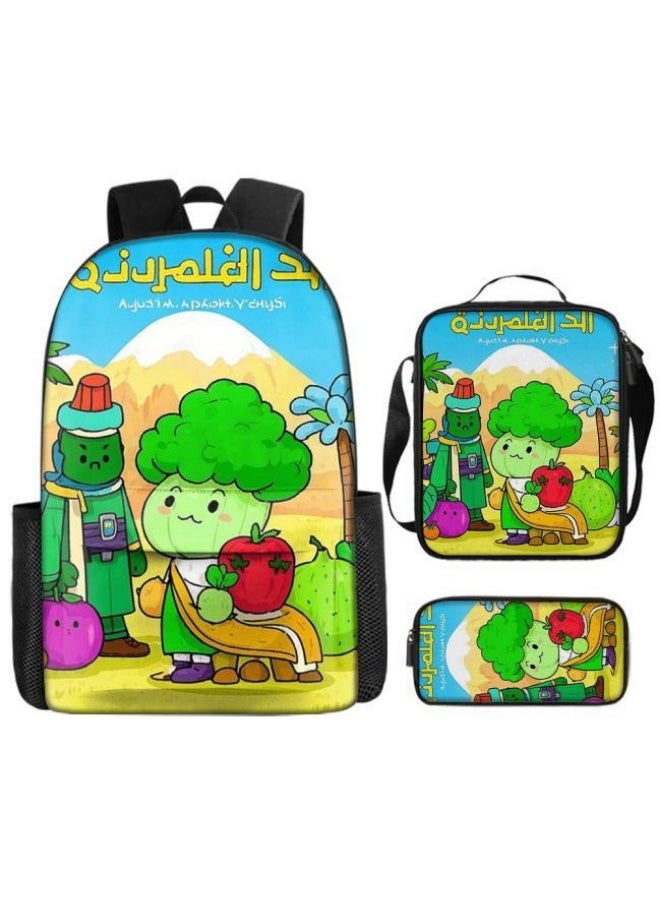 Three-piece set of cartoon characters (schoolbag, for students) - 1322