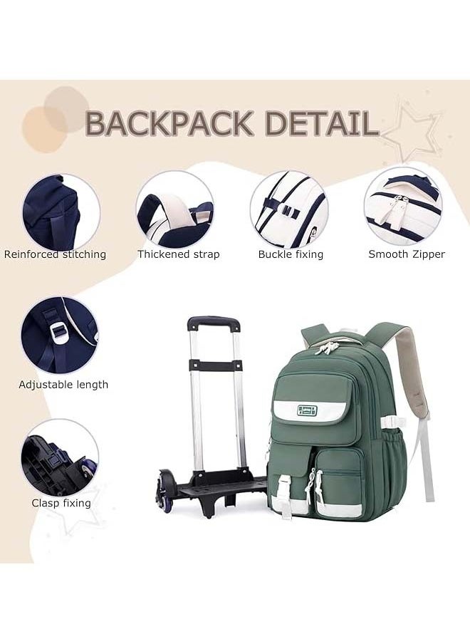 Rolling Backpack for Girls Boys, Fashion Trolley School Bags Large Capacity Wheeled Kids' Luggage Bag,Trolley Bookbag for Elementary Student