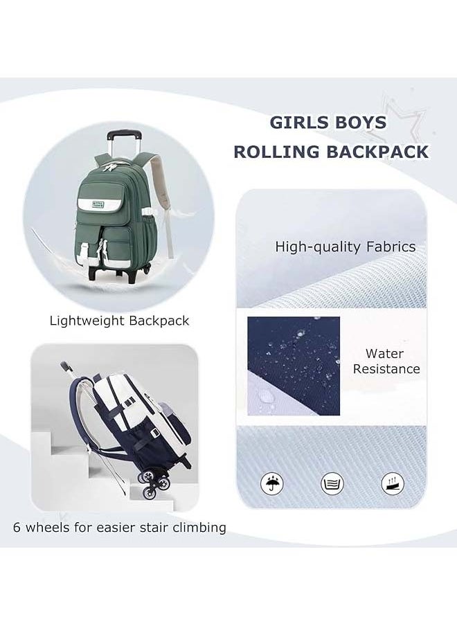 Rolling Backpack for Girls Boys, Fashion Trolley School Bags Large Capacity Wheeled Kids' Luggage Bag,Trolley Bookbag for Elementary Student