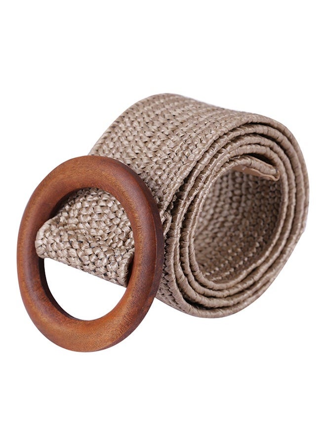 Round Buckle Woven Belt Khaki