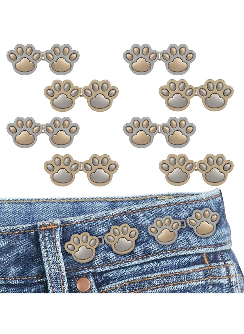 8 Pairs Jean Buttons for Loose Jeans, Cat Claw Pant Waist Tightener, Adjustable Waist Buckle Extender, Detachable Waistband Tightener Buttons Pins for Jeans