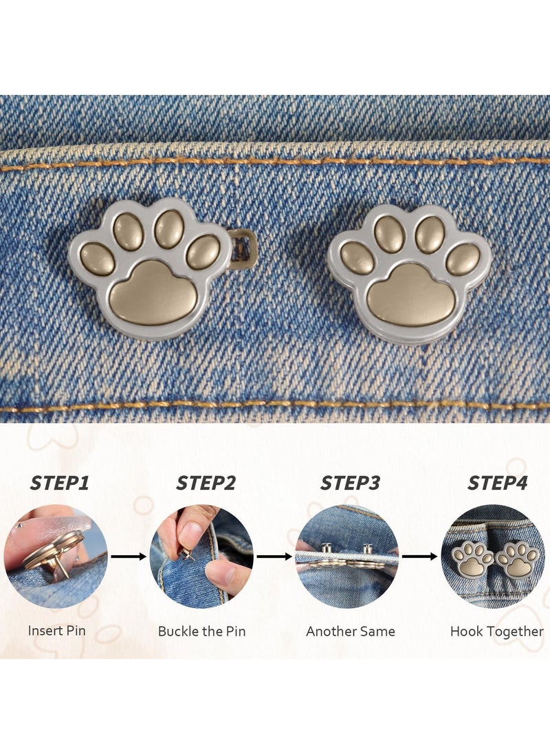 8 Pairs Jean Buttons for Loose Jeans, Cat Claw Pant Waist Tightener, Adjustable Waist Buckle Extender, Detachable Waistband Tightener Buttons Pins for Jeans