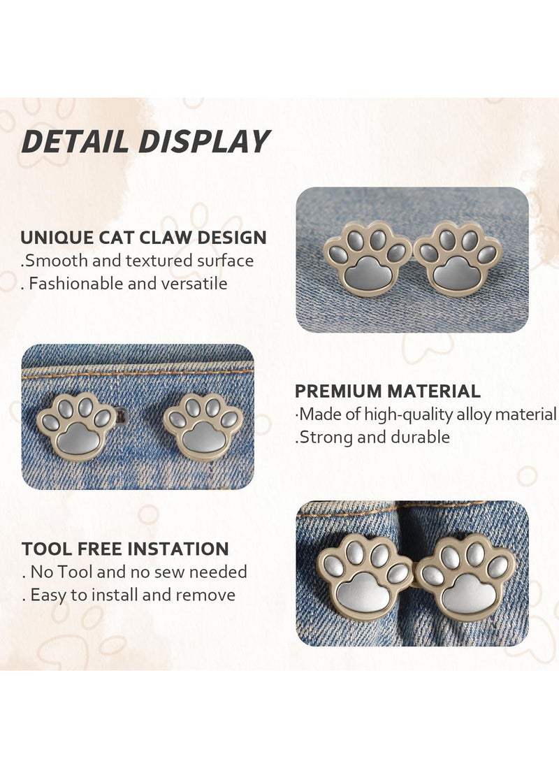 8 Pairs Jean Buttons for Loose Jeans, Cat Claw Pant Waist Tightener, Adjustable Waist Buckle Extender, Detachable Waistband Tightener Buttons Pins for Jeans