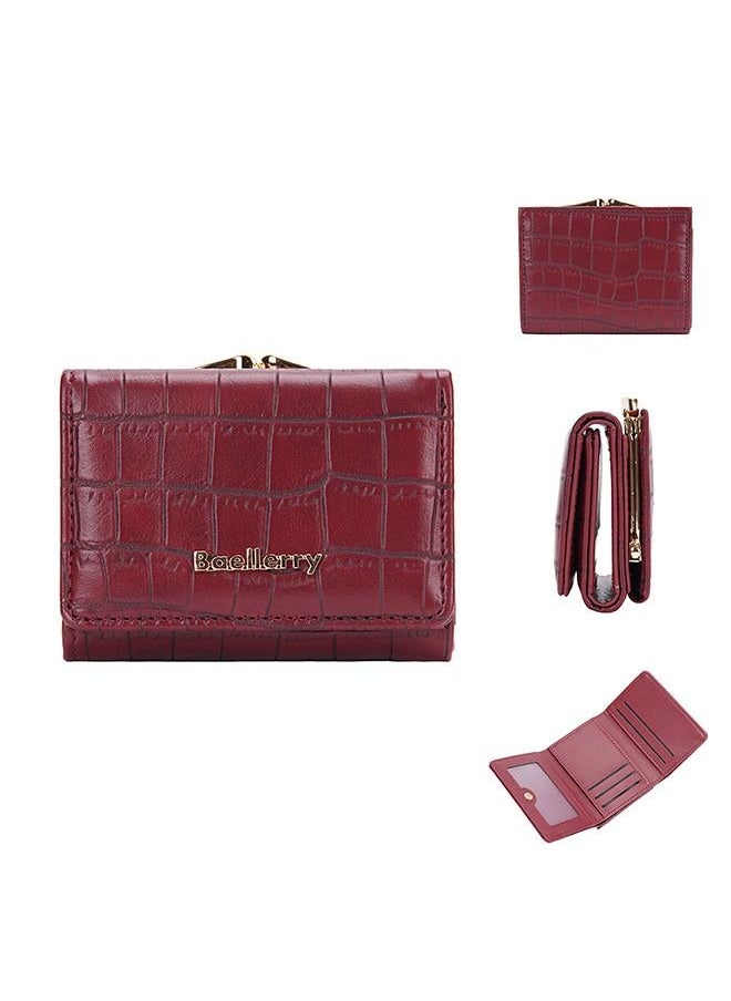 Women's Short Wallet Stone Pattern Trifold Wallet Fashion Card Bag