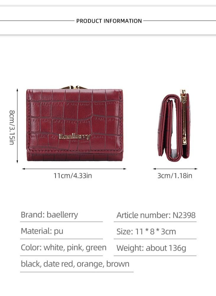 Women's Short Wallet Stone Pattern Trifold Wallet Fashion Card Bag