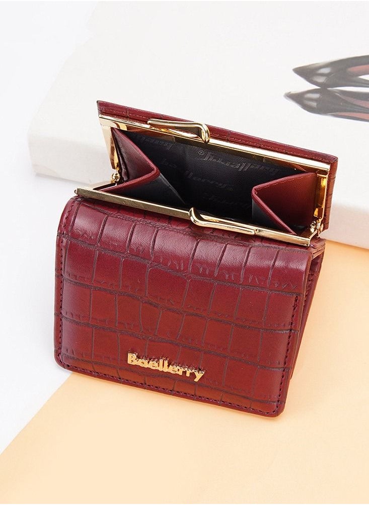 Women's Short Wallet Stone Pattern Trifold Wallet Fashion Card Bag