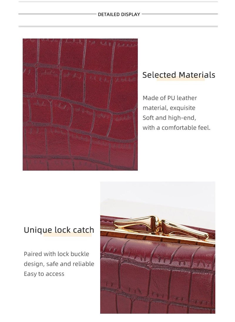 Women's Short Wallet Stone Pattern Trifold Wallet Fashion Card Bag