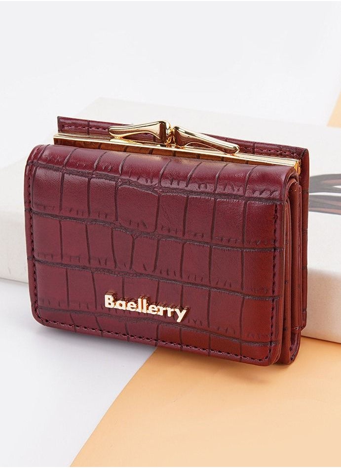 Women's Short Wallet Stone Pattern Trifold Wallet Fashion Card Bag