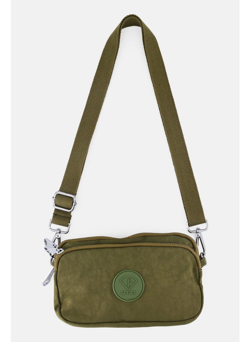 Women Brand Logo Wallet, Olive