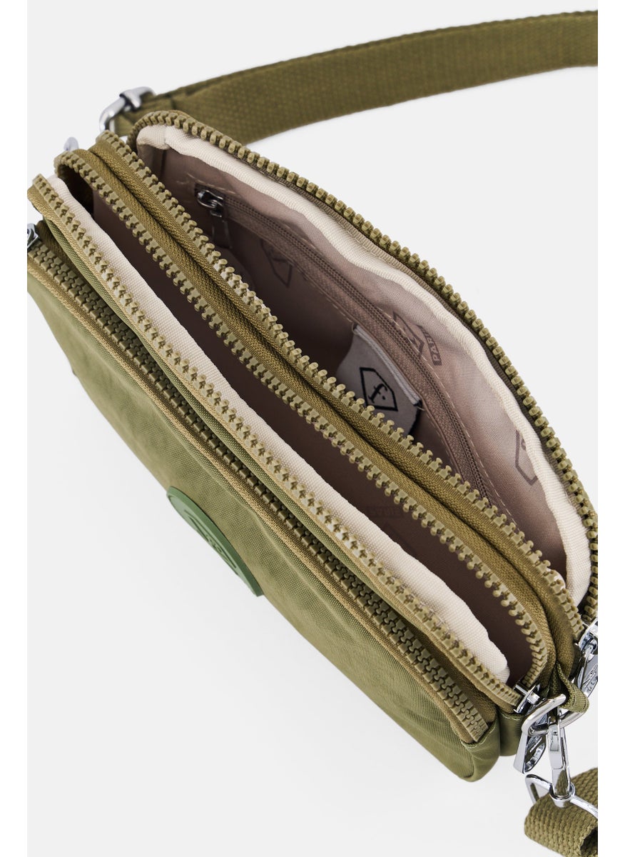 Women Brand Logo Wallet, Olive