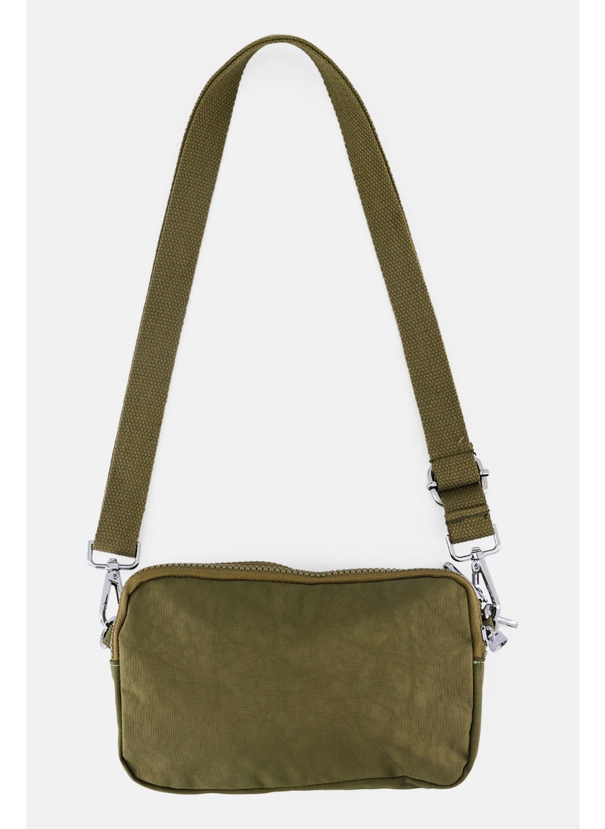 Women Brand Logo Wallet, Olive