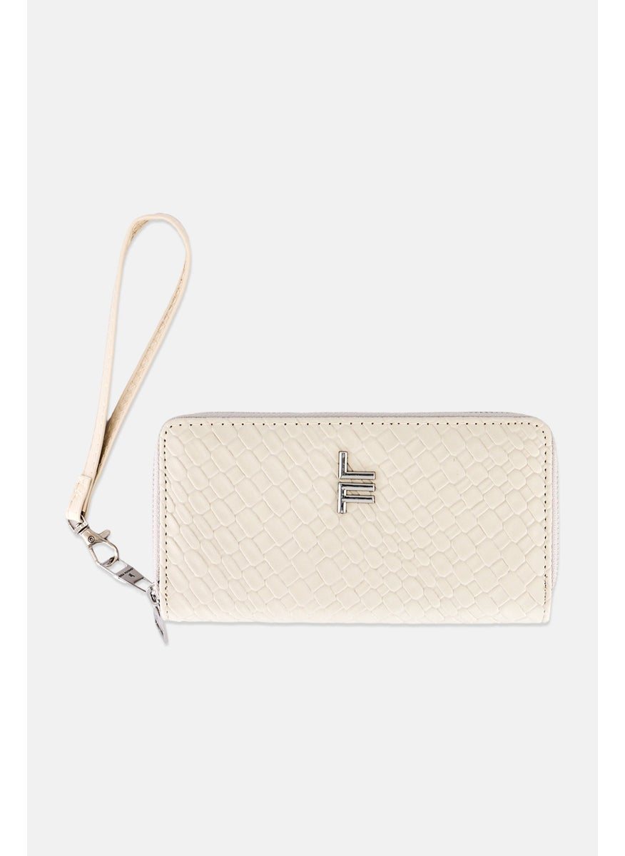 Women Brand Logo Ella Double Zip Wallet, Stone