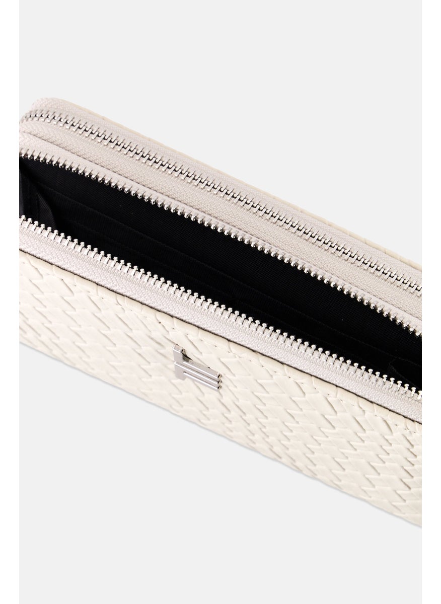 Women Brand Logo Ella Double Zip Wallet, Stone