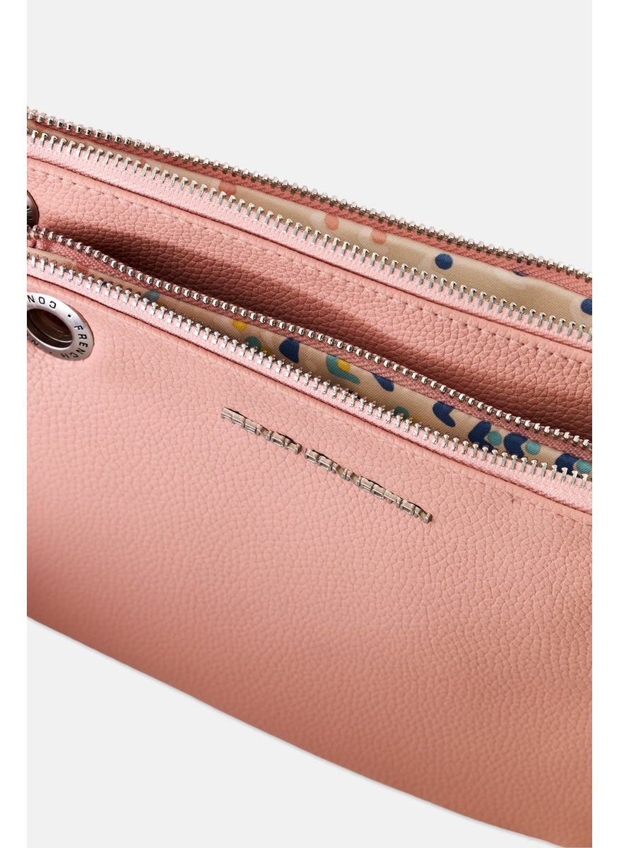 Women Brand Logo Lara Pebble Double Slim Pouches, Bridal Rose