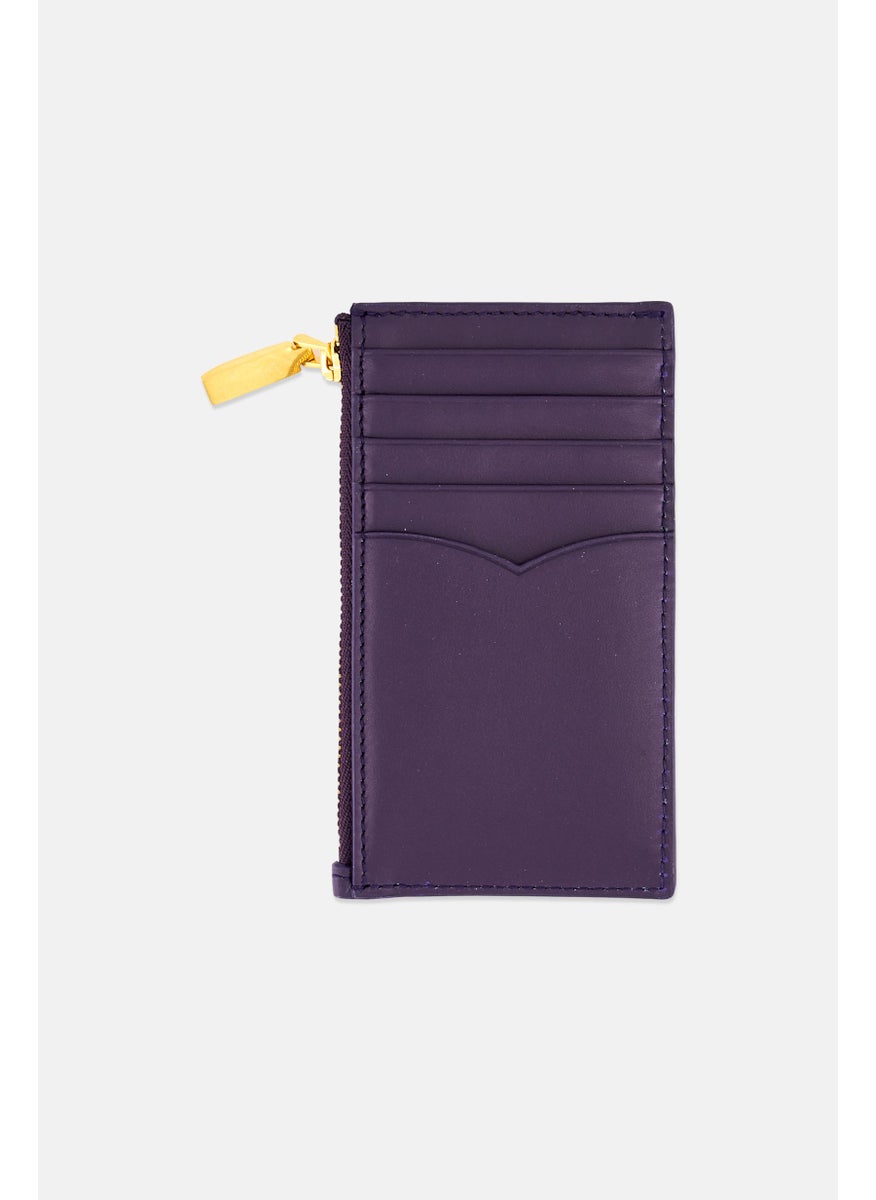Women Brand Logo Card Holder, Purple