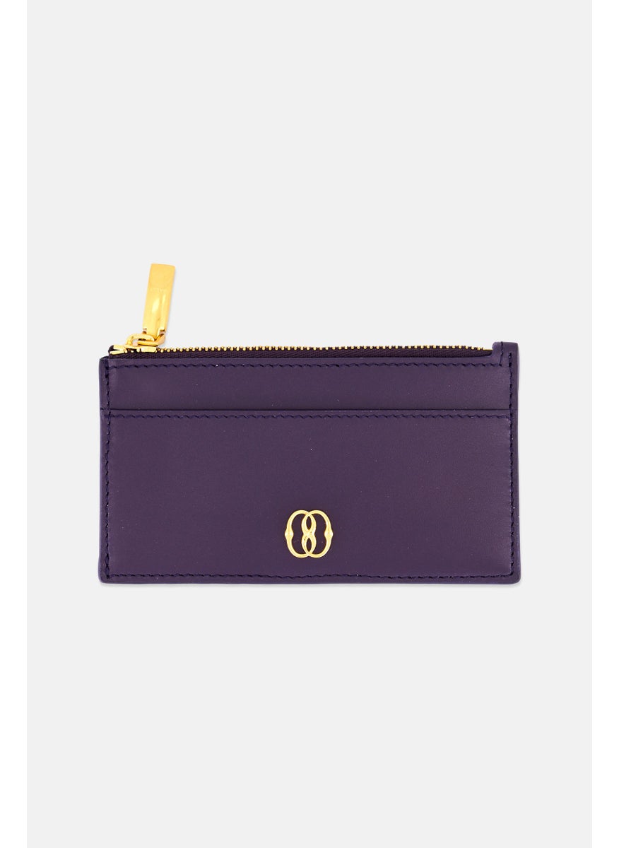 Women Brand Logo Card Holder, Purple