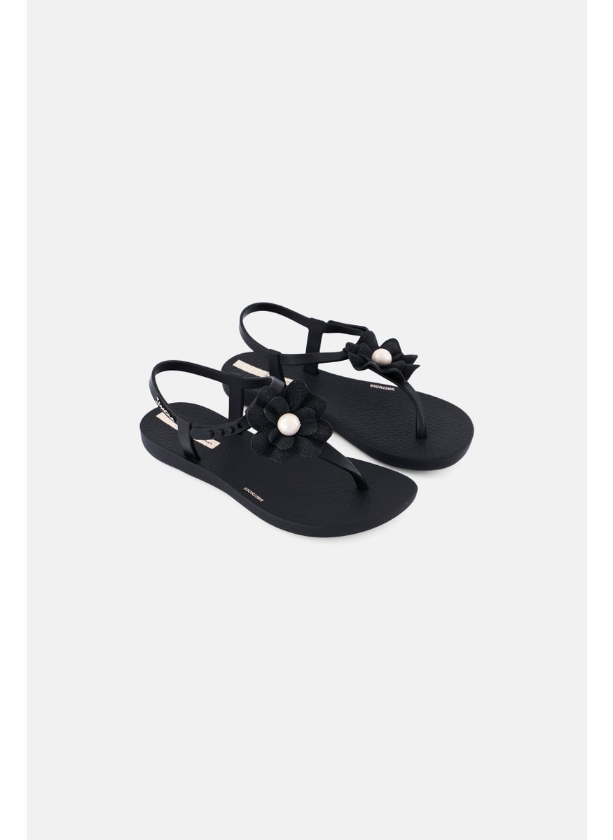 Kids Girls Adjustable Buckle Fashion Slippers, Black