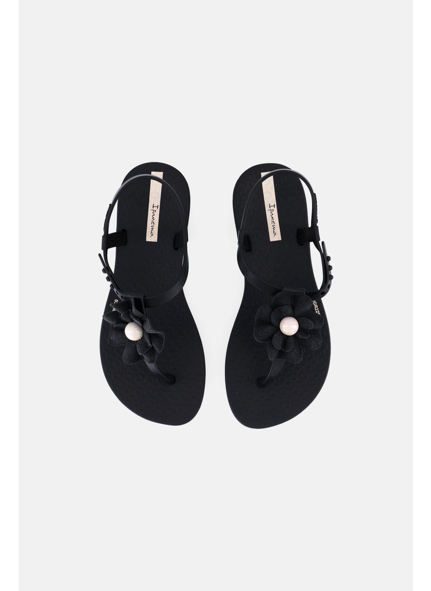 Kids Girls Adjustable Buckle Fashion Slippers, Black