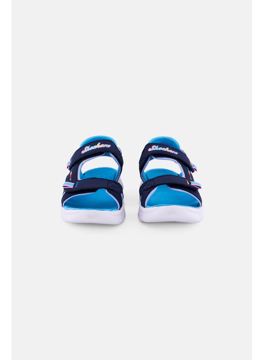 Kids Girl Flex Splash Vibrant Mood Velcro Closure Sandals, Navy