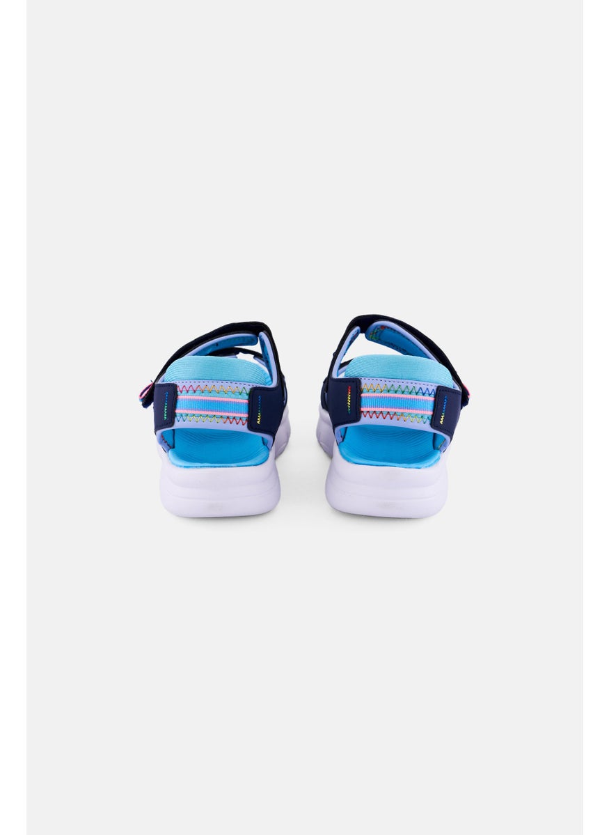 Kids Girl Flex Splash Vibrant Mood Velcro Closure Sandals, Navy