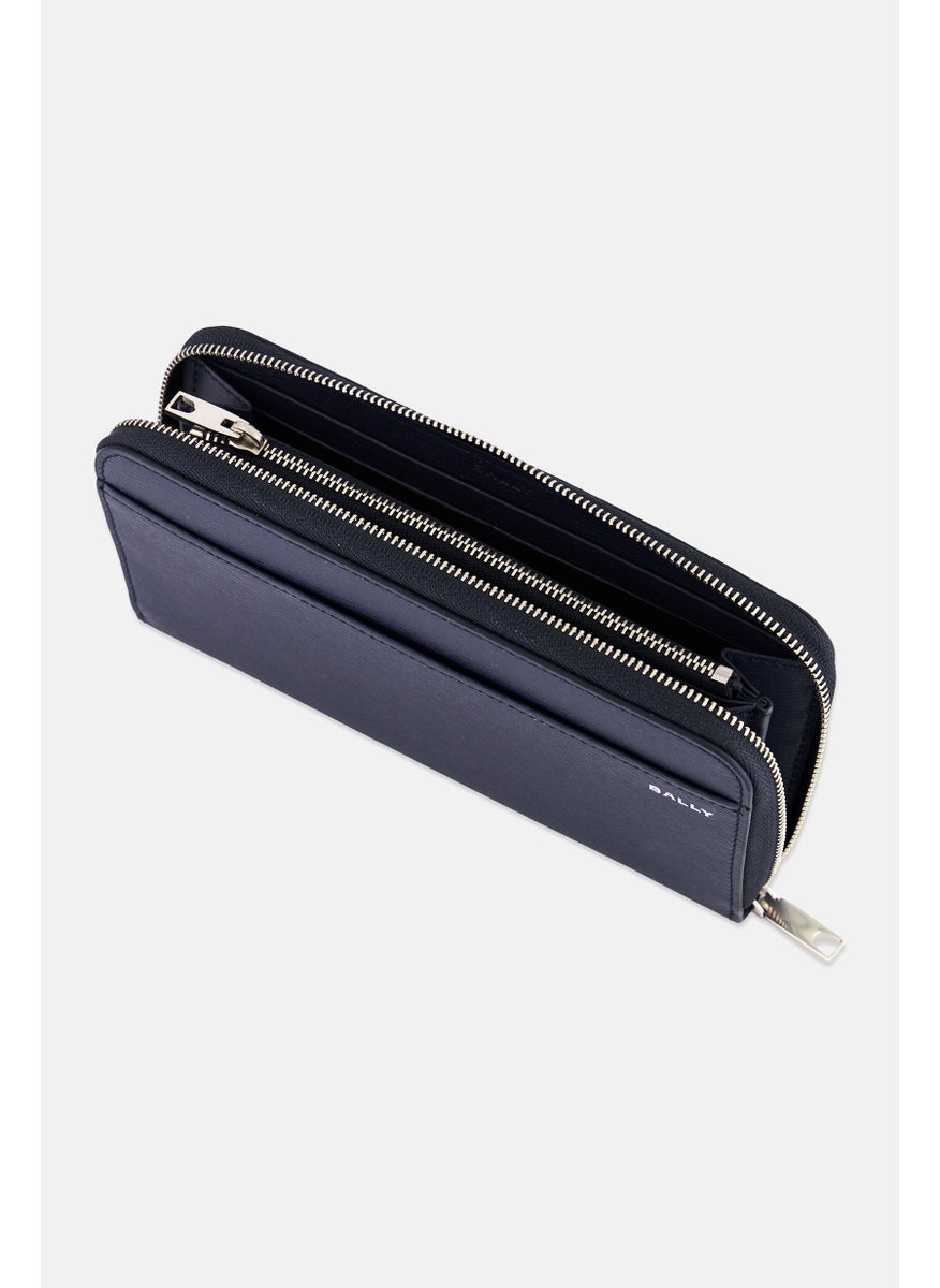 Men Brand Logo Wallet, Navy