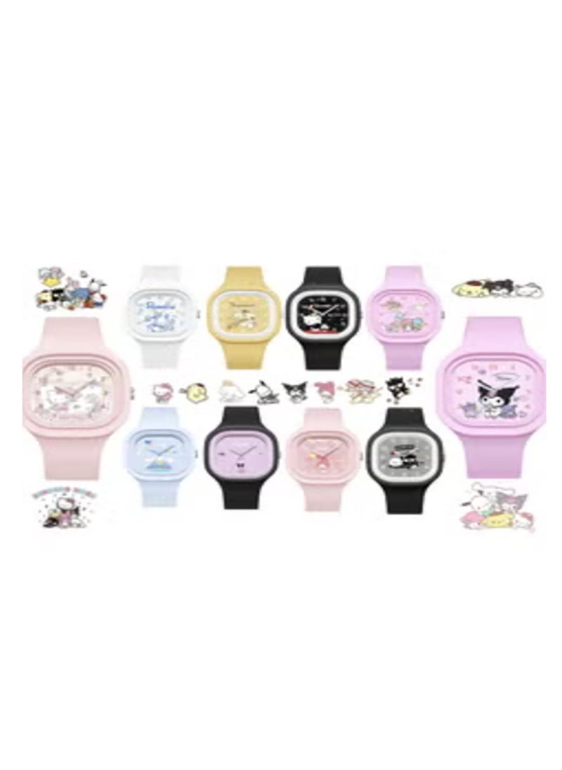 Kulomi Children's Cartoon Skin Feel Silicone Watch Black Pink