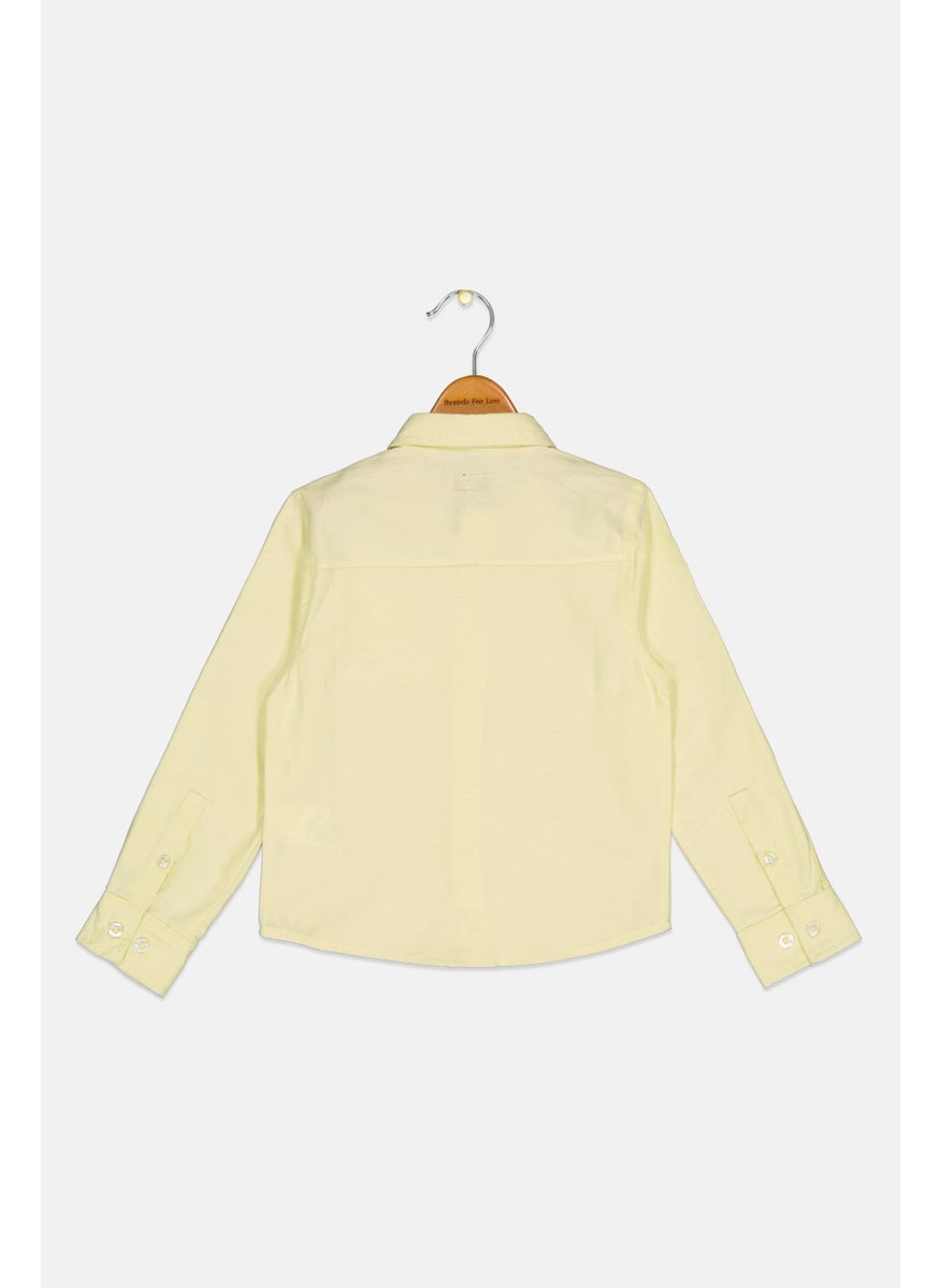 Kids Boy Regular Fit Solid Long Sleeves Casual Shirt, Acid Yellow