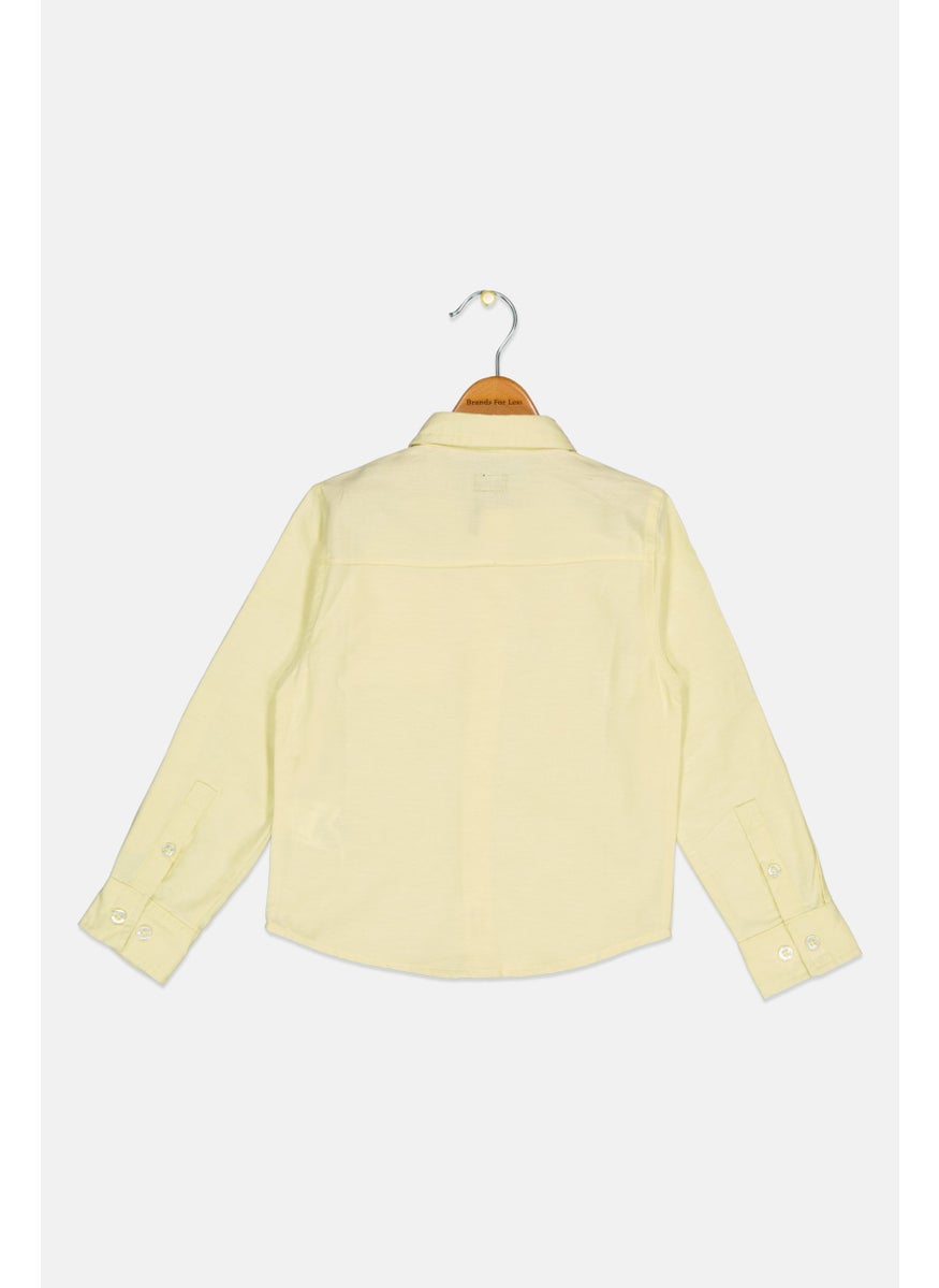 Kids Boy Regular Fit Solid Long Sleeves Casual Shirt, Acid Yellow