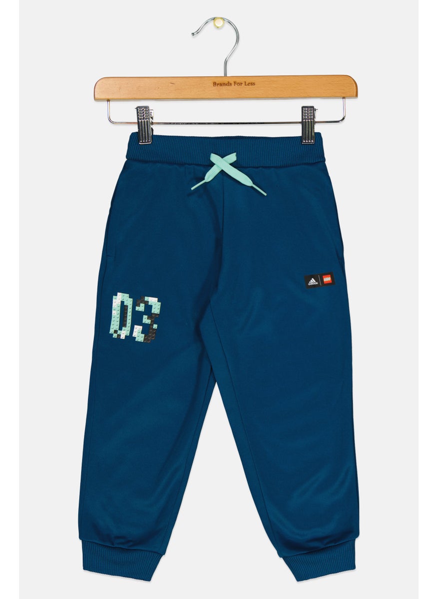 Adidas X Lego Toddlers Boy Brand Logo Outdoor Sweatpants, Teal Blue