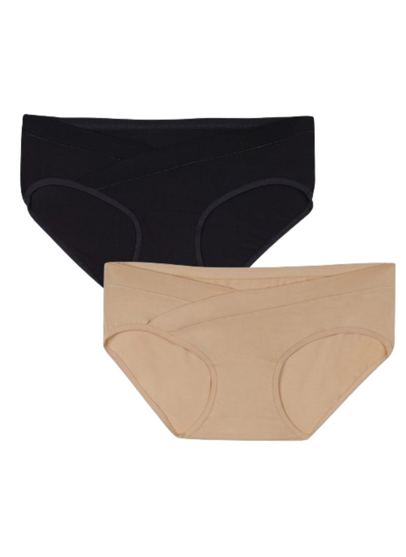 TUMMY 2 Piece Bamboo Cotton Low Waist Maternity Panty